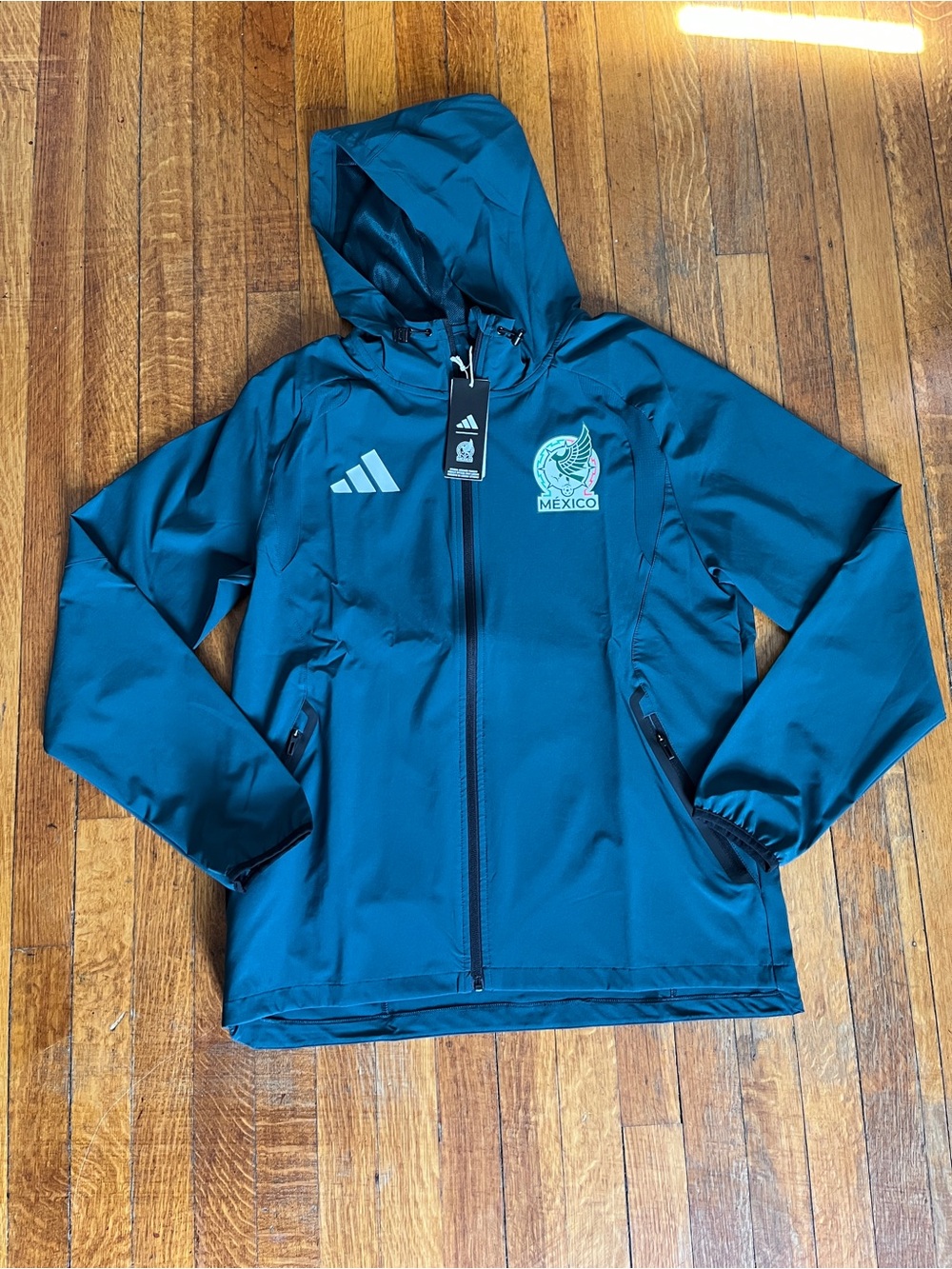 Adidas Mexico National Team Soccer Hooded Jacket Green L Officially Licensed